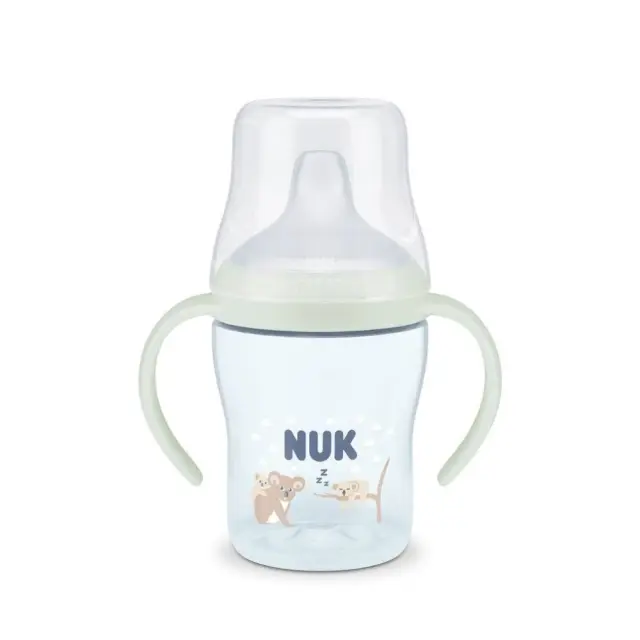 NUK Perfect Match Night Εκπαιδευτικό Μπιμπερό με Στόμιο Σιλικόνης και 2 Λαβές 6+ Μηνών, Μπλε Κοάλα, 150ml