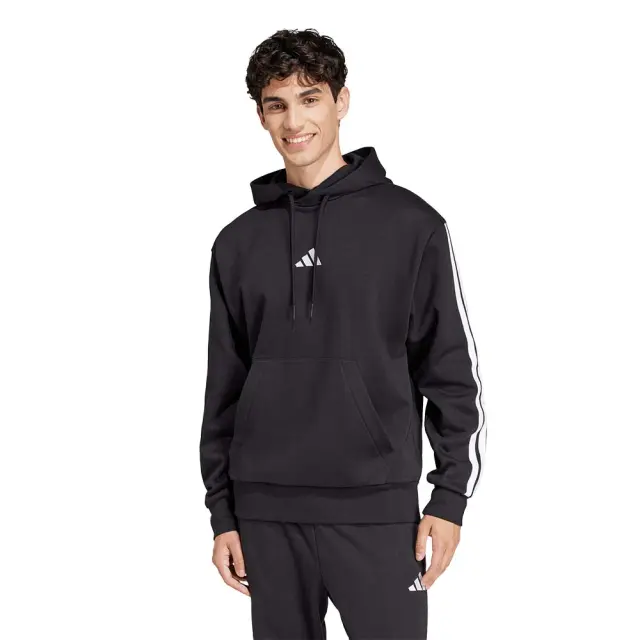 adidas Sportswear Men's 3Stripes Fleece Hoodie. Μαύρο - Άσπρο JE6297 (adidas Sportswear)