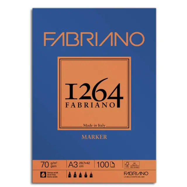 Μπλοκ Fabriano 1264 Marker για Μαρκαδόρους 70g/m² - A3 29.7x42cm - 100 Φύλλα