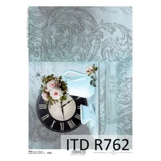 Ριζόχαρτο ITD, 21x29cm, Ρολόι και λουλούδια, R762