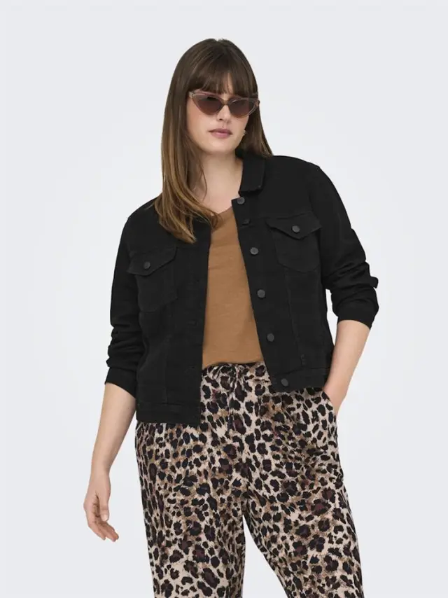 Μπουφάν denim, CARWESPA LS JACKET BLACK, Only-Carmakoma - 46
