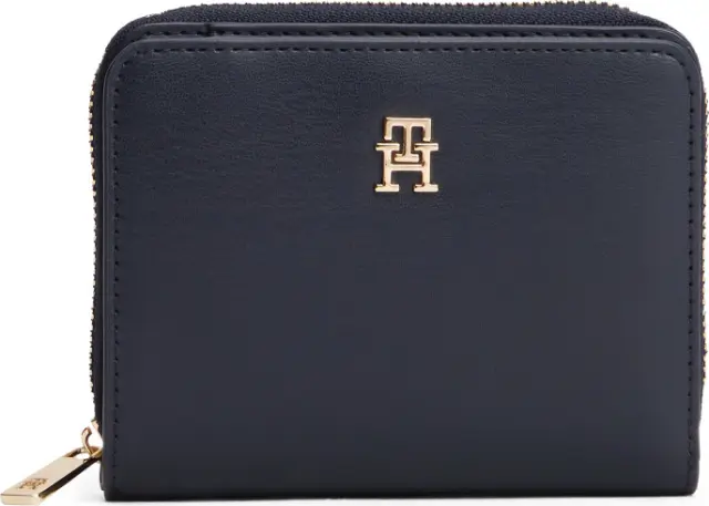 Tommy Hilfiger Γυναικείο Μεσαίο Πορτοφόλι TH Icon Medium Zip-Around Flap Σκούρο Μπλε