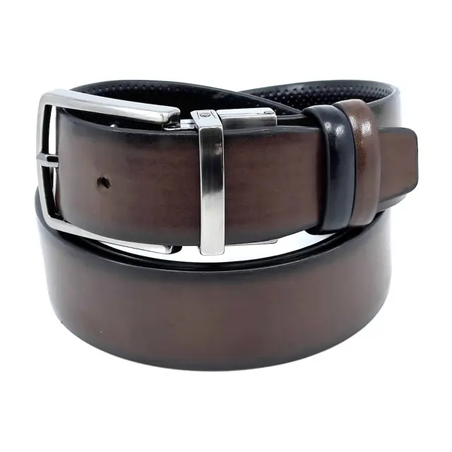 Μαύρη Καφέ Ζώνη Διπλής Όψης P.U. Leather 3,5 cm 2021-33
