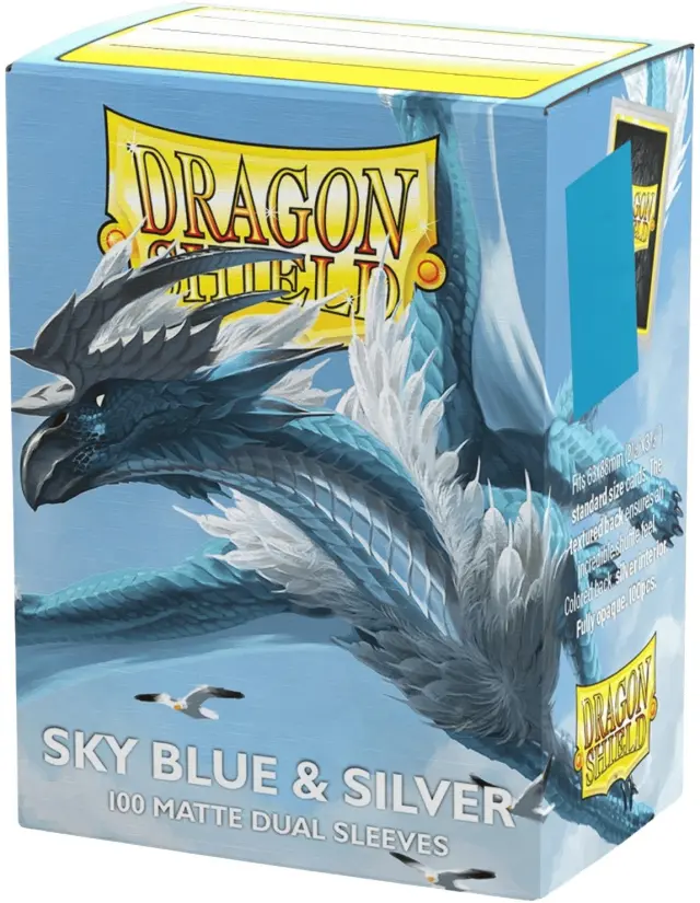 Dragon Shield Sleeves - Standard size - Matte Dual - Sky Blue & Silver (100 Sleeves)