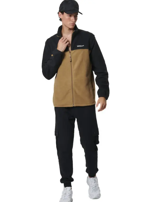 Body ActionΦούτερ Fleece ζακέτα Black Mocha Grey - XL 3