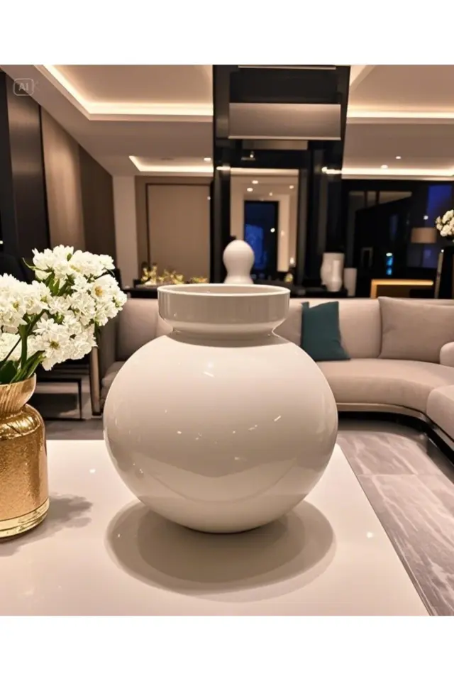 Stewehome Μοντέρνο απλό κομψό λευκό βάζο από γυαλί Λευκό 22x24x11 cm 2