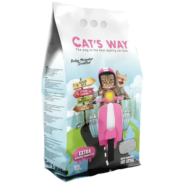 Cat's Way Baby Powder Άμμος Υγιεινής Μπετονίτη με Άρωμα Πούδρας 10Lt (8,5Kg) Μονόχρωμο