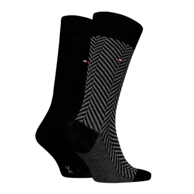 Tommy Hilfiger Ανδρικές Κάλτσες Classic Irregular Herringbone - 2 Ζεύγη, Χρώμα Μαύρο - 39-42 2