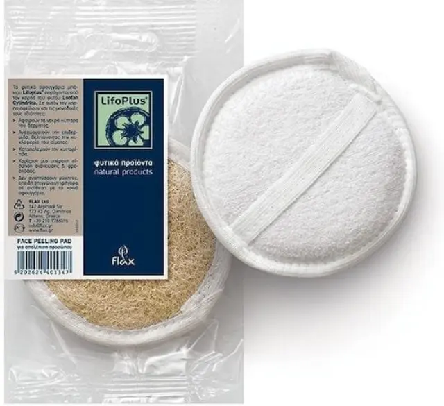 LifoPlus Face Peeling Pad Λούφα Απολέπισης Λευκή 1τμχ