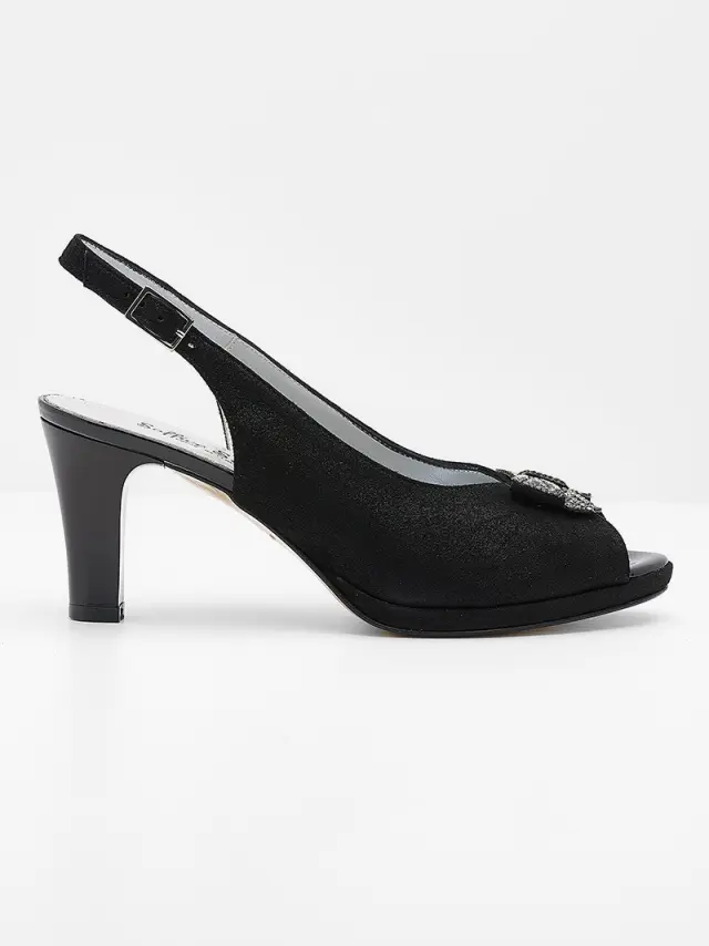 Soffice Sogno Πέδιλα με Τακούνι Γυναικείο δέρμα Nubuck Μαύρο ASS/20075 NERO 3