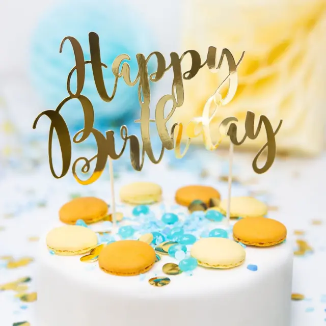 PartyDeco Cake Topper - Happy Birthday - Χρυσό 3