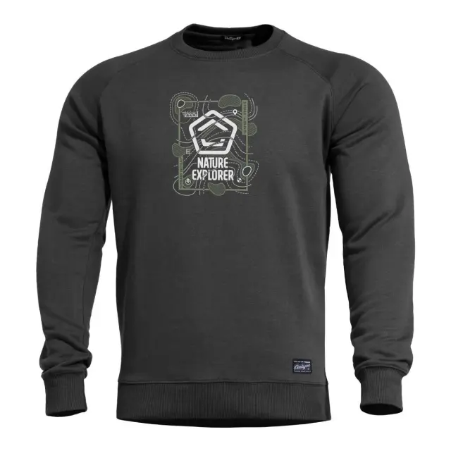 Pentagon Hawk Sweater "NATURE EXPLORER"-Μπλούζα Φούτερ για Καθημερινή Χρήση - 01-Black-Μαύρο