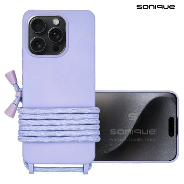 Θήκη Σιλικόνης με Κορδόνι CarryHang Sonique Apple iPhone 16 Pro Λιλά