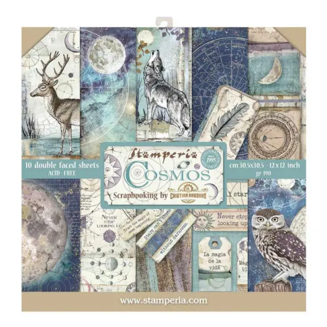 Σετ 10 Χαρτιά Scrapbooking Stamperia Διπλής Όψης - Cosmos - 30x30cm