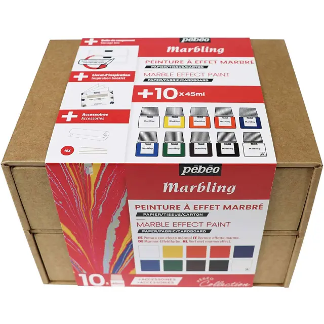 Σετ Pebeo Marbling Χρώματα Μαρμαρογραφίας, 10 x 45ml