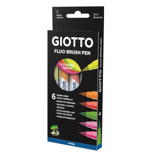 Giotto Turbo Soft Brush Fluo Μαρκαδόροι Πινέλο 6τμχ/ 427200 (Giotto)