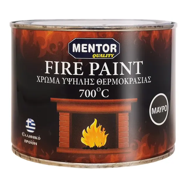 MENTOR FIRE PAINT ΧΡΩΜΑ ΥΨΗΛΗΣ ΘΕΡΜΟΚΡΑΣΙΑΣ 700°C - ΜΑΥΡΟ ΜΑΤ