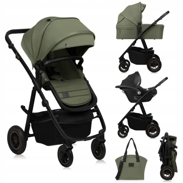 Lionelo Amber Plus Καρότσι Βρεφικό έως 22kg 3 σε 1 Green Forest