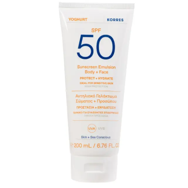 Korres | Yoghurt Sunscreen Emulsion Body & Face Αντηλιακό Γαλάκτωμα Σώματος & Προσώπου SPF50 | 200ml