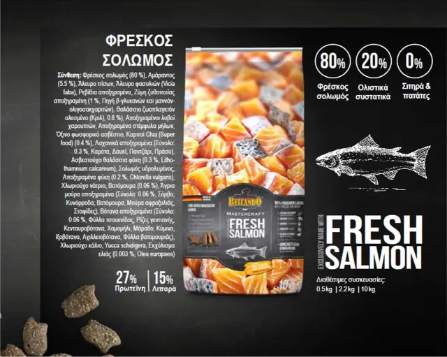 Belcando Mastercraft Fresh Salmon Ξηρά Τροφή Χωρίς Σιτηρά για Ενήλικους Σκύλους με Σολομό 2.2kg 2