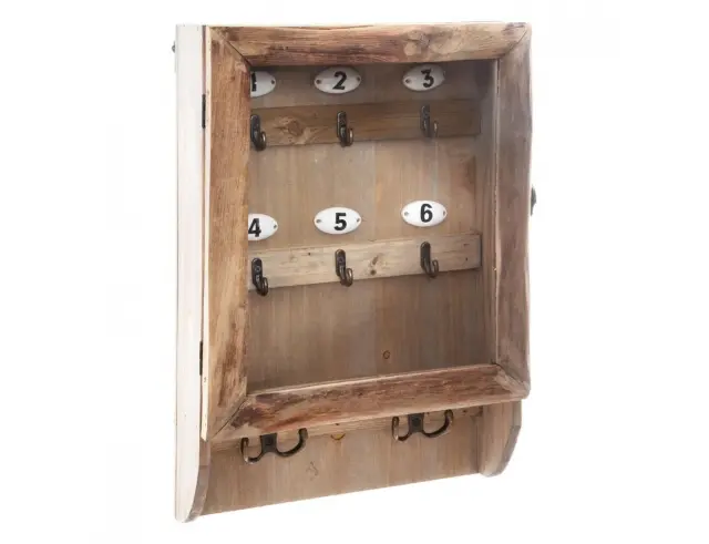Ξύλινη Επιτοίχια Κλειδοθήκη Atmosphera Ornella Key Box με 6 θέσεις, 2 γάντζους και διαστάσεις 38x8x26.4cm 167027