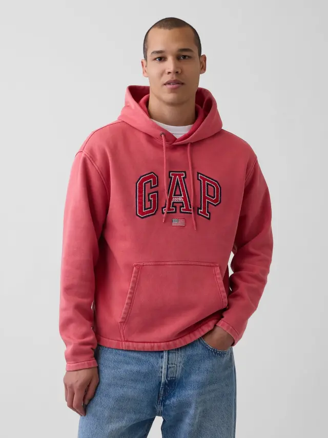 Ανδρικό Φούτερ Oversized VintageSoft με Americana Λογότυπο Faded red