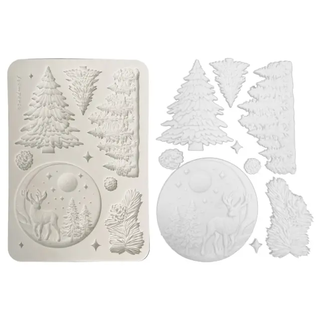 Καλούπι σιλικόνης A5, 15×21cm, Stamperia, Christmas, Χριστουγεννιάτικα δέντρα