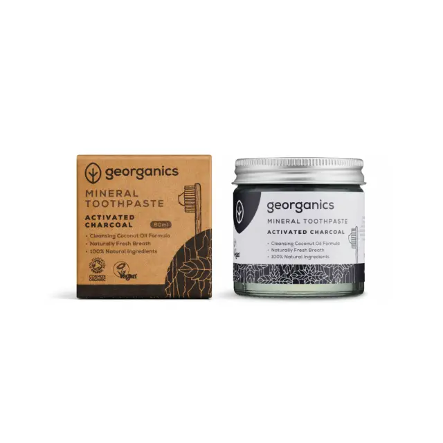 Georganics Mineral Οδοντόκρεμα Χωρίς Φθόριο, Plastic-free, με ενεργό Άνθρακα, 60ml 2