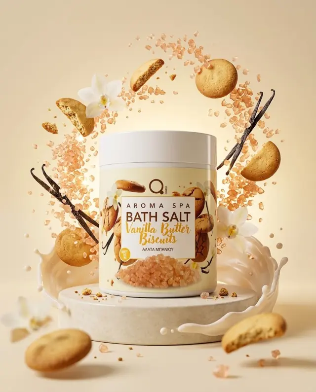 Qure Bath Salt - Άλατα Μπάνιου Vanilla Butter Biscuits 1000g 3