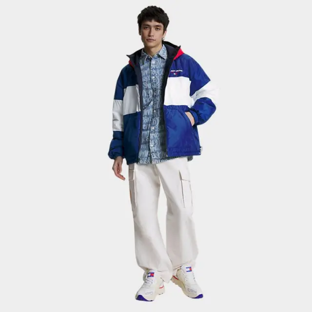 Tommy Hilfiger - Ανδρικό Χειμωνιάτικο Μπουφάν 2 Όψεων Με Colour-Blocked DM0DM16625-C9B Μπλε - XL 3
