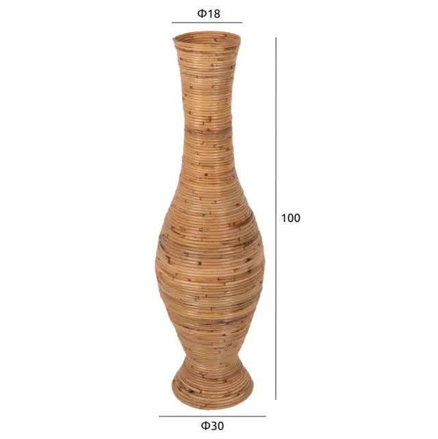 ΔΙΑΚΟΣΜΗΤΙΚΟ ΒΑΖΟ ΔΑΠΕΔΟΥ FB97852 RATTAN ΣΕ ΦΥΣΙΚΟ Φ30x100Yεκ. 2