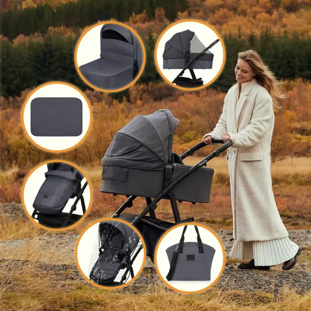Lionelo Amber Plus Καρότσι Βρεφικό έως 22kg 3 σε 1 Gray Graphite 3