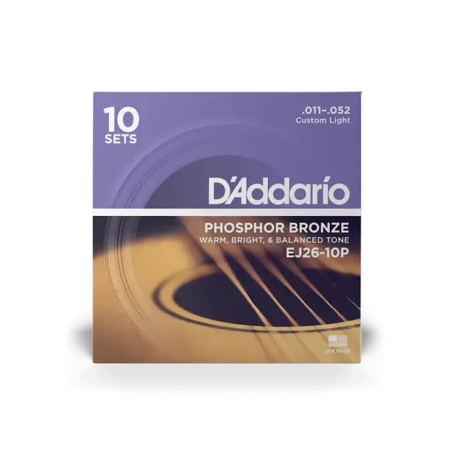 D'Addario EJ26-10P Phosphor Bronze Χορδές Ακουστικής Κιθάρας 11 - 52 (Πακέτο 10 Σετ)