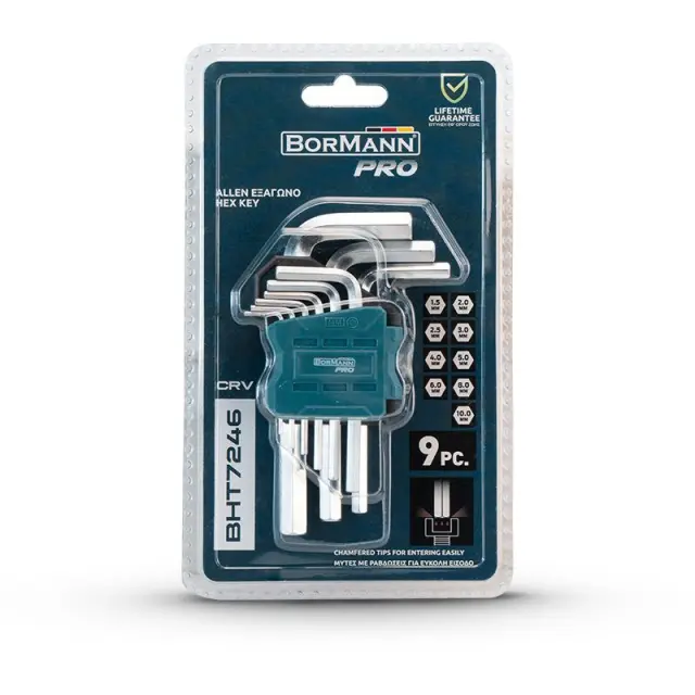 Bormann Pro BHT7246 - Σετ 9τεμάχια ALLEN εξάγωνο, κοντό (047346) 2