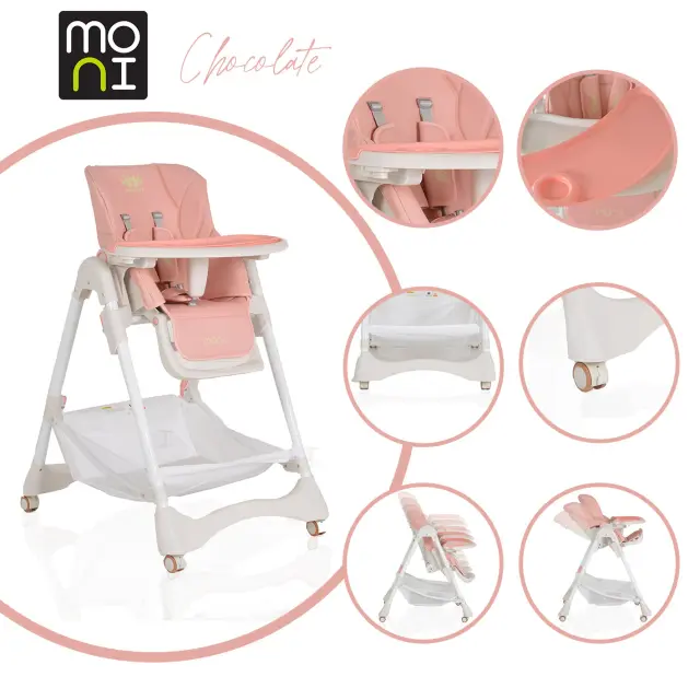 MONI - High chair Chocolate pink - 3800146239428