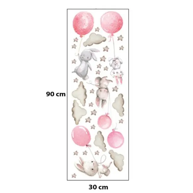 Sipo Wall Sticker Bunny Balloons Pink 2