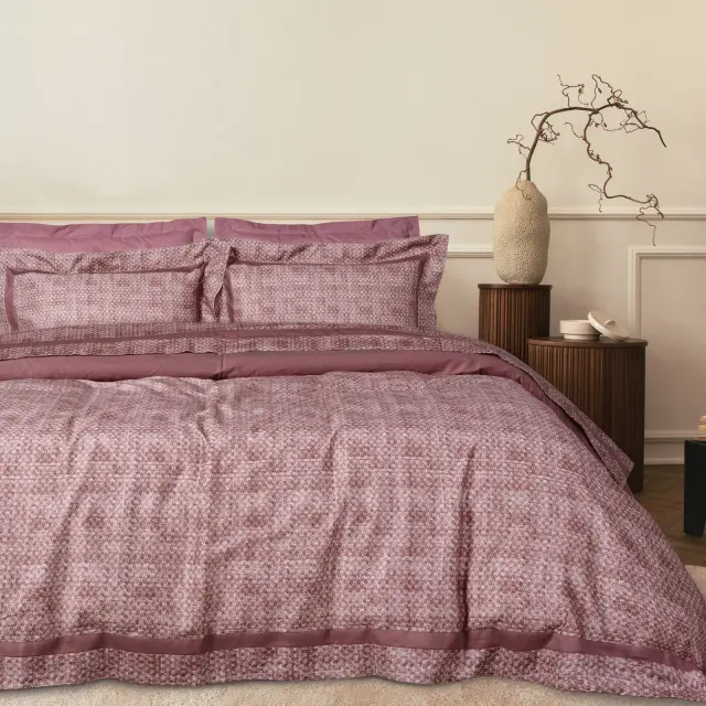 Das Home Παπλωματοθηκη Σετ Υπερδιπλη Executive 1687 Cream - Dark Rose Cream - Dark Rose