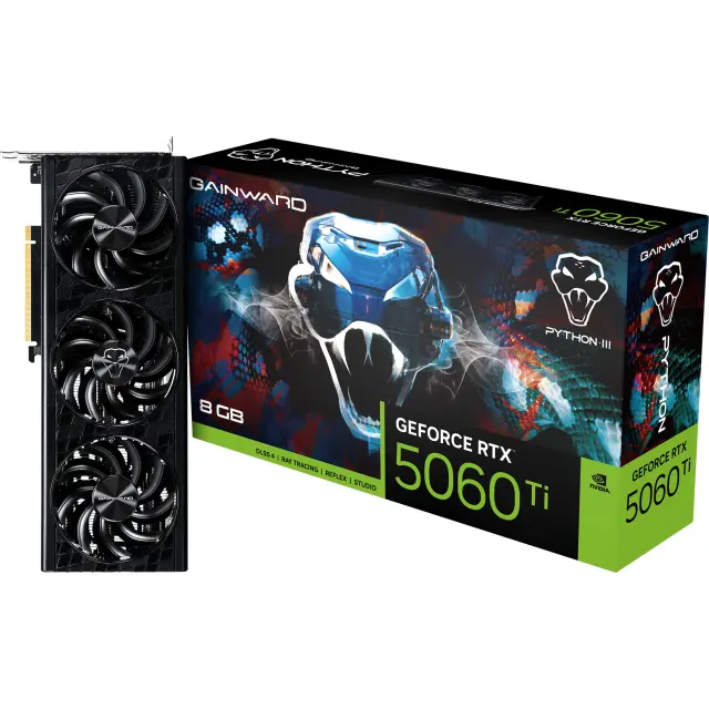 Gainward GeForce RTX 5060 Ti Python III 8GB (DLSS 4, 3x DisplayPort, 1x HDMI 2.1)