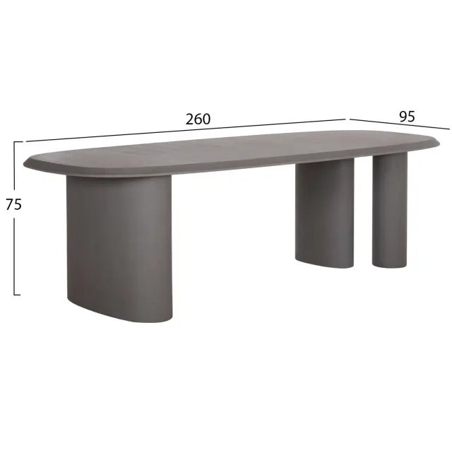 ΤΡΑΠΕΖΙ ΤΡΑΠΕΖΑΡΙΑΣ FIBER CEMENT ΟΒΑΛ FB96598.01 ΓΚΡΙ 260x95x75Υεκ 2