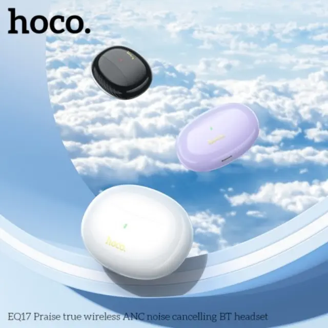 Hoco In-ear Bluetooth Handsfree Ακουστικά με Θήκη Φόρτισης Μωβ EQ17 2