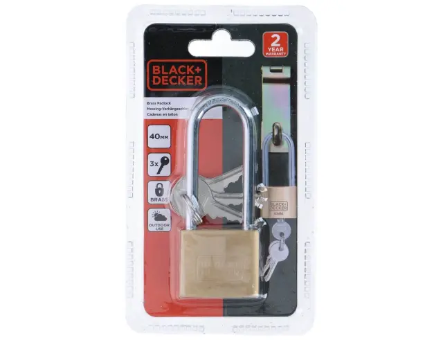 Λουκέτο ασφαλείας μακρύλαιμο Black+Decker με 3 κλειδιά - 40mm 8301100000000000 2