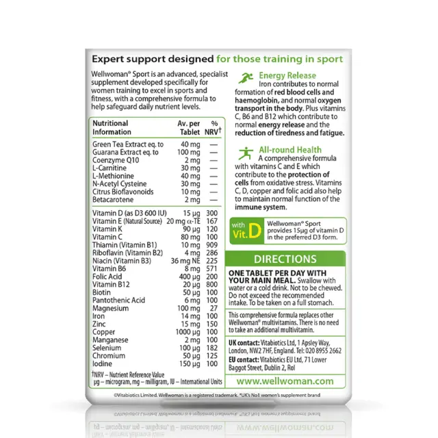 Vitabiotics Wellwoman Sport & Fitness 30 ταμπλέτες 2