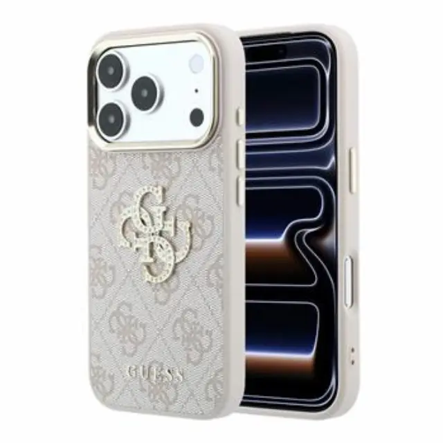Guess PU 4G Strass Metal Logo Case for iPhone 18 Pro Max Pink