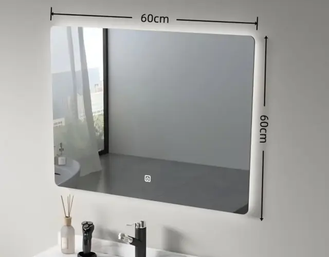 Καθρέφτης Μπάνιου LED 60x60cm με Περιμετρικό Φωτισμό, 3 Χρώματα Φωτός 2