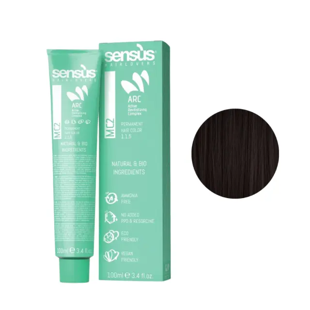 Sensus MC2 Permanent Hair Color 4.12 Ash Brown Chestnut 100ml - (Μόνιμη Βαφή Χωρίς Αμμωνία Καστανό Σαντρέ Μπεζ)