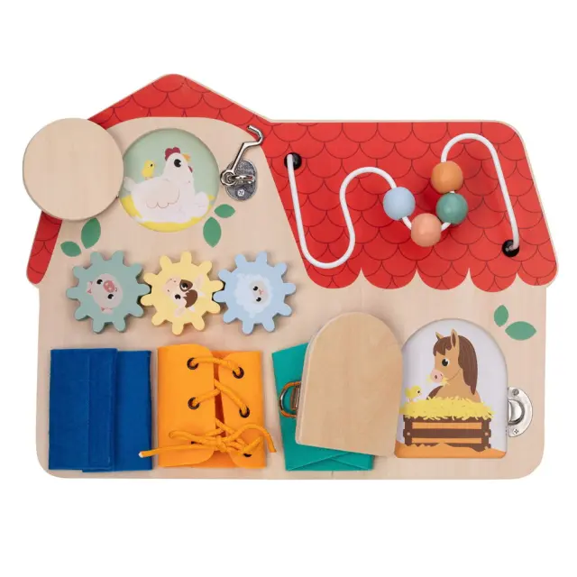 FreeON Free2Play Ξύλινος Πίνακας Δραστηριοτήτων Montessori με Πόρτες και Παράθυρα 18+ Μηνών 2