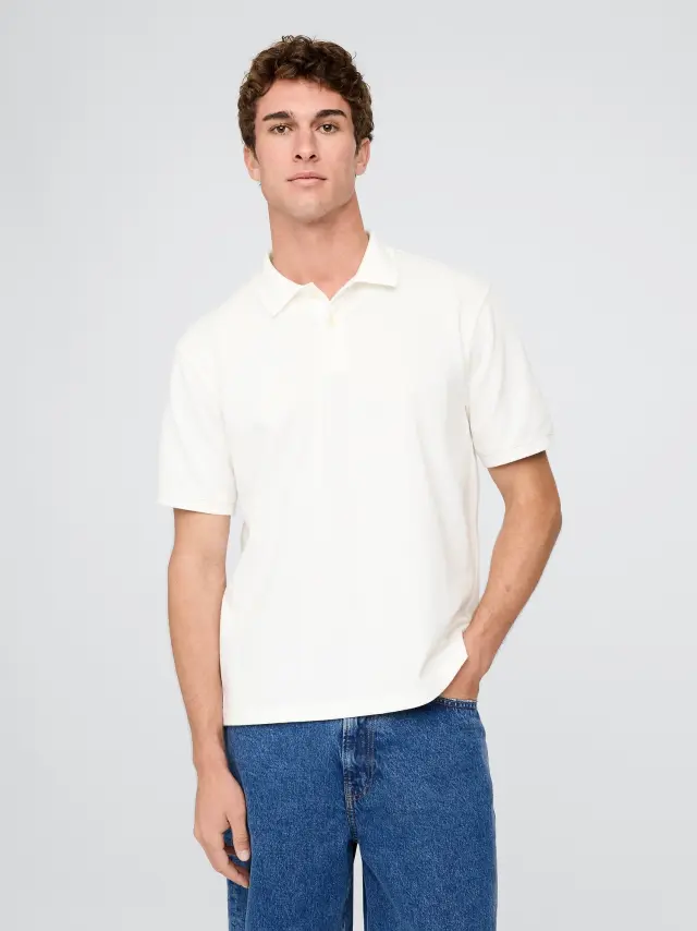 Ασπρη Relaxed Pique Polo Μπλούζα New off white
