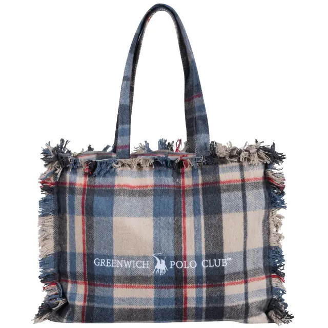 GREENWICH POLO CLUB ΡΙΧΤΑΡΙ 130X170 ΜΕ ΤΣΑΝΤΑ ΜΕΓΑΛΗ ESSENTIAL 2532 BLUE, ECRU 2