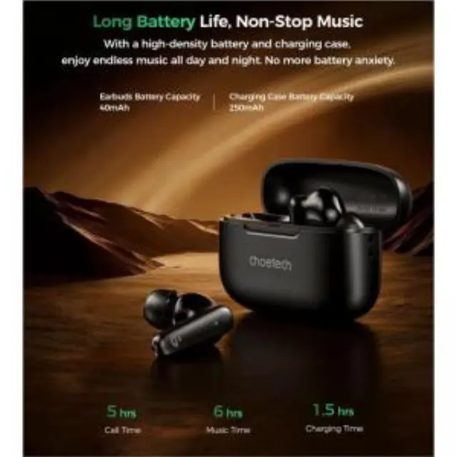 True Wireless Ακουστικά Bluetooth Choetech BH-T86 Μαύρο N70843 3