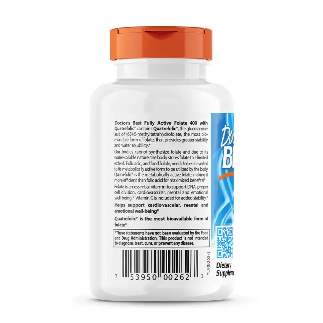 Doctor's Best Fully Active Folate 400 + Quatrefolic 400 mcg 3